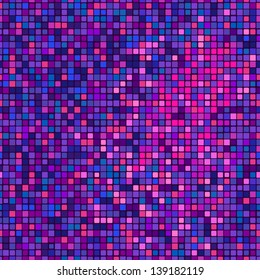 Seamless disco mosaic pattern. Vivid pink and purple.