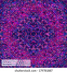 Seamless disco mosaic pattern. Vivid pink and purple.