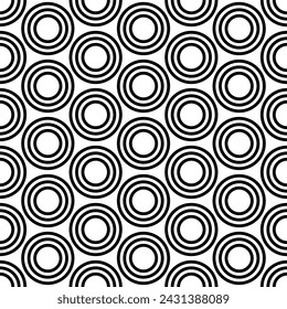 Seamless disco style geometric pattern of irregular circles. Black and white seamless seamless pattern vector background