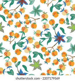 Seamless ditsy floral pattern with cute little flowers on white background. Vector illustration