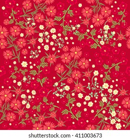 Seamless ditsy. Floral pattern. Flowers  background. Vector illustration.