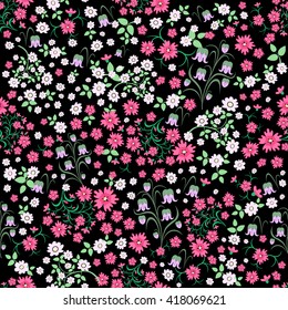Seamless ditsy. Floral pattern. Flowers background. Vector illustration.