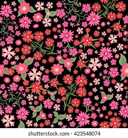 Seamless ditsy. Floral pattern. Flowers background. Vector illustration.