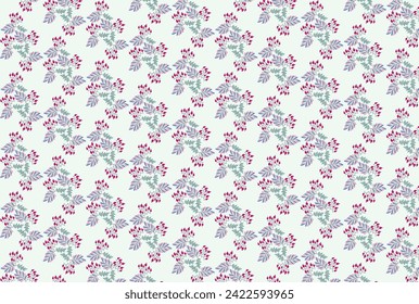 Seamless Ditsy Floral Pattern - Leaves and Berries looks cool. Vintage design.
