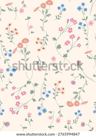 seamless ditsy floral pattern on cream background, flower repeating pattern, tiny flowers pattern, ditsy, liberty , meadow, floral