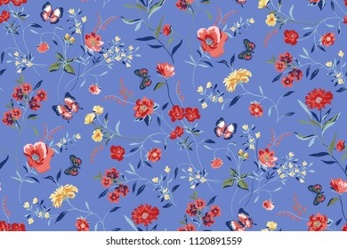 Seamless Ditsy Floral Pattern in Vector