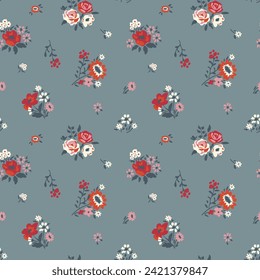 Seamless ditsy floral vector pattern