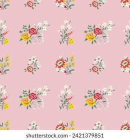 Seamless ditsy floral vector pattern