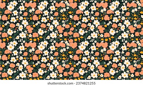 seamless ditsy flowers repeating pattern, tiny flowers pattern, ditsy, liberty , meadow, floral , for summer dress fabric