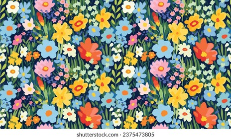 nahtlose, duftende Blumen, die Muster wiederholen, winzige Blütenmuster, düster, frei, Wiese, Blumen