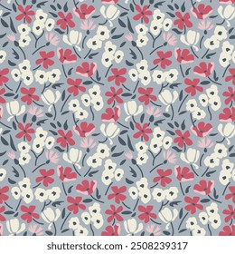 Seamless ditsy flowers vector pattern