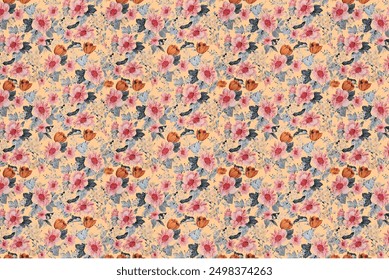 Seamless ditsy pattern with little, charming wild flowers. The bouquets are delicate. Liberty style millefleurs. Floral background for textiles, wallpaper, pattern fills, covers, surfaces, prints, 