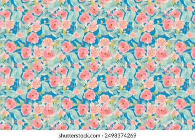 Seamless ditsy pattern with little, charming wild flowers. The bouquets are delicate. Liberty style millefleurs. Floral background for textiles, wallpaper, pattern fills, covers, surfaces, prints, 