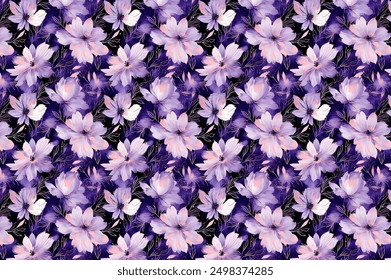 Seamless ditsy pattern with little, charming wild flowers. The bouquets are delicate. Liberty style millefleurs. Floral background for textiles, wallpaper, pattern fills, covers, surfaces, prints, 