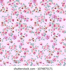 Seamless ditsy pattern in small cute wild flowers. Delicate bouquets. Liberty style millefleurs. Floral background for textile, wallpaper, pattern fills, covers, surface, print, wrap, scrapbooking, de
