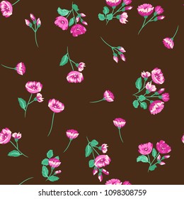 Seamless ditsy pattern in small cute wild flowers. Delicate bouquets. Liberty style millefleurs. Floral background for textile, wallpaper, pattern fills, covers, surface, print, wrap, scrapbooking.