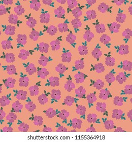 Seamless ditsy pattern in small cute wild flowers. Simple bouquets. Liberty style millefleurs. Floral background for textile, wallpaper, pattern fills, covers, surface, print, wrap, scrapbooking