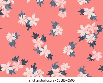 Seamless ditsy pattern in small cute wild flowers. Simple bouquets. Liberty style millefleurs. Floral background for textile, wallpaper, pattern fills, covers, surface, print, wrap, scrapbooking