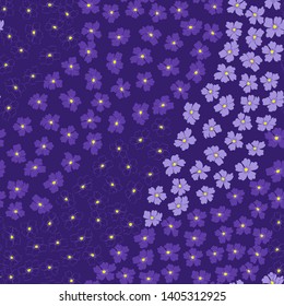 Seamless ditsy pattern in small cute wild flowers. Simple bouquets. Liberty style millefleurs. Floral background for textile, wallpaper, pattern fills, covers, surface, print, wrap, scrapbooking