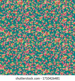 Seamless ditsy pattern in small cute wild flowers. Delicate bouquets. Liberty style millefleurs. Floral background for textile, wallpaper, pattern fills, covers, surface, print, wrap, scrapbooking