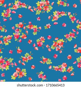 Seamless ditsy pattern in small cute wild flowers. Delicate bouquets. Liberty style millefleurs. Floral background for textile, wallpaper, pattern fills, covers, surface, print, wrap, scrapbooking