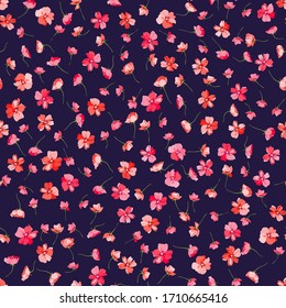 Seamless ditsy pattern in small cute wild flowers. Delicate bouquets. Liberty style millefleurs. Floral background for textile, wallpaper, pattern fills, covers, surface, print, wrap, scrapbooking