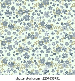 Seamless ditsy pattern in small cute wild flowers. Simple bouquets. Liberty style millefleurs. Floral background for textile, wallpaper, pattern fills, covers, surface, print, wrap, scrapbooking