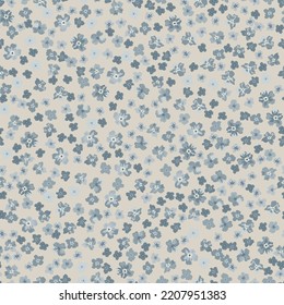 Seamless ditsy pattern in small cute wild flowers. Simple bouquets. Liberty style millefleurs. Floral background for textile, wallpaper, pattern fills, covers, surface, print, wrap, scrapbooking