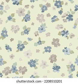 Patrón de mareo sin foco en pequeñas flores salvajes lindas. Buques simples. Millefleurs al estilo de la libertad. Fondo floral para textiles, papel de pared, rellenos de patrones, cubiertas, superficie, impresión, envoltura, raspado
