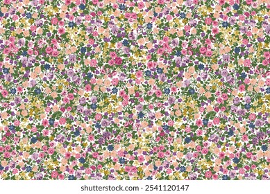 Seamless ditsy pattern in small cute wild flowers