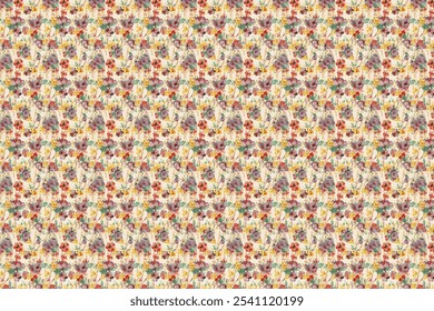 Seamless ditsy pattern in small cute wild flowers