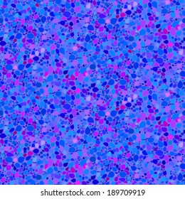 Seamless ditsy vector pattern with many small leaves in bright and vibrant multiple blue, pink and purple colors.