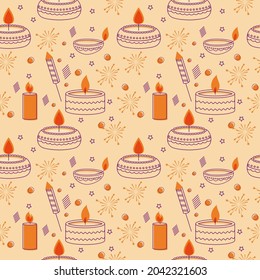 Seamless Diwali Theme Pattern Background.