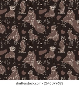Seamless Dog Art Pattern with Minimal Line Drawing. Continuous Dog Drawing Pattern in Vector Format