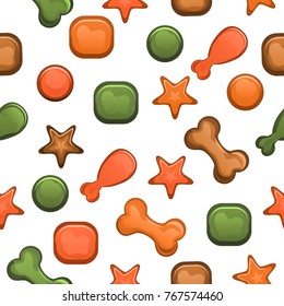 Seamless dog food pattern isolated on white background