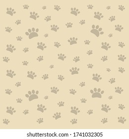 Seamless of Dog footprints on a creamy background