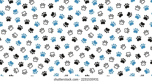 Seamless dog pattern with paw prints. Cat foots texture. Pattern with doggy pawprints. Dog texture. Hand drawn vector illustration in doodle style on white background.