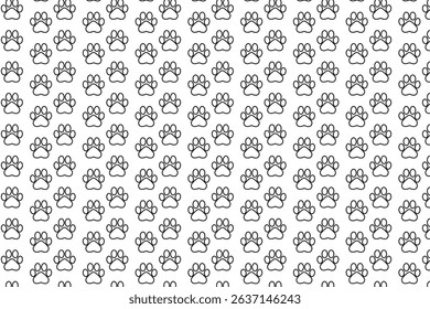 Seamless dog pattern with paw prints. Cat foots texture. Pattern with doggy pawprints. Dog texture. Hand drawn vector illustration in doodle style on white background.