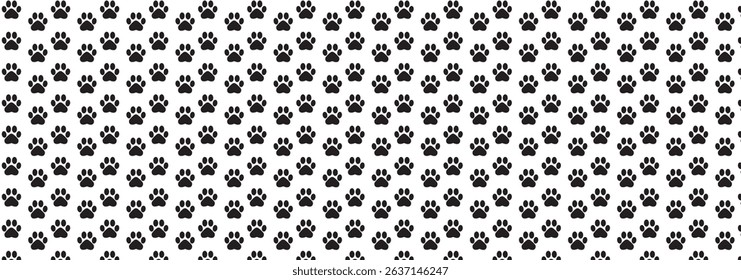 Seamless dog pattern with paw prints. Cat foots texture. Pattern with doggy pawprints. Dog texture. Hand drawn vector illustration in doodle style on white background.