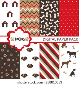 Seamless dog pattern set