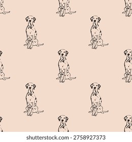Seamless dog pattern, textile background, Dalmatian design, playful style