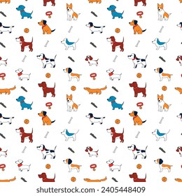 seamless dog pattern vector illustration
