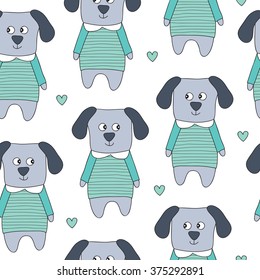 seamless dog pattern vector illustration