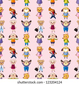 seamless dog pattern,cartoon vector illustration