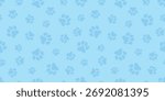 Seamless Dog Paw Pattern – Light Blue Background with Dark Blue Paw Prints, Vector Illustration