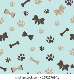 Seamless Dog Paw Pattern. Vector Illustration