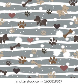 Seamless Dog Paw Pattern. Vector Illustration