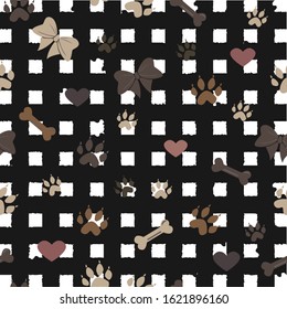 Seamless Dog Paw Pattern. Vector Illustration