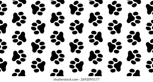 Seamless Dog Paw Print Pattern – Black and White Pet Footprint Background