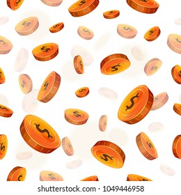 Seamless Dollar Cash Background/
Illustration of a seamless background with gold and credits coins icons, of dollar currency